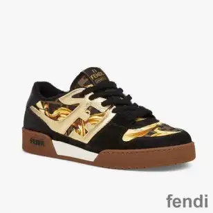 Fendi Match Compact Sneakers Unisex Fendace Suede Black