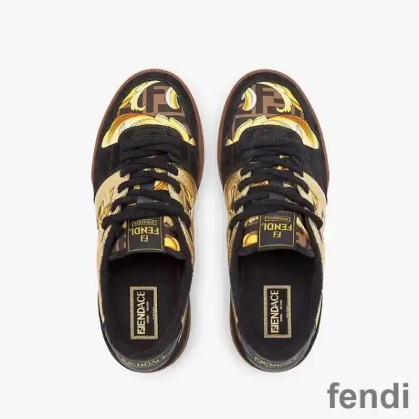 Affordable Fendi Match Compact Sneakers Unisex Fendace Suede Black