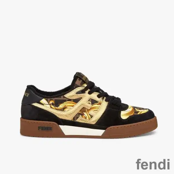 Affordable Fendi Match Compact Sneakers Unisex Fendace Suede Black