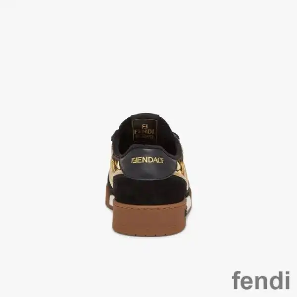 Affordable Fendi Match Compact Sneakers Unisex Fendace Suede Black