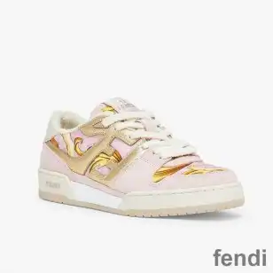 Fendi Match Compact Sneakers Unisex Fendace Suede Pink