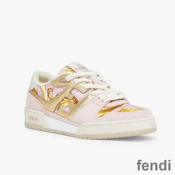 Affordable Fendi Match Compact Sneakers Unisex Fendace Suede Pink