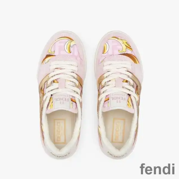 Affordable Fendi Match Compact Sneakers Unisex Fendace Suede Pink