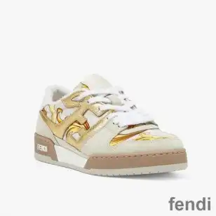 Fendi Match Compact Sneakers Unisex Fendace Suede White