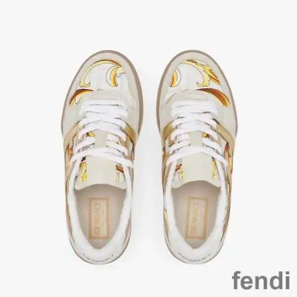 Cheap Fendi Match Compact Sneakers Unisex Fendace Suede White