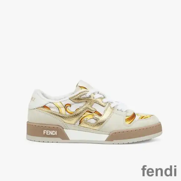 Cheap Fendi Match Compact Sneakers Unisex Fendace Suede White