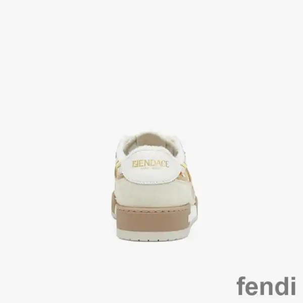 Cheap Fendi Match Compact Sneakers Unisex Fendace Suede White