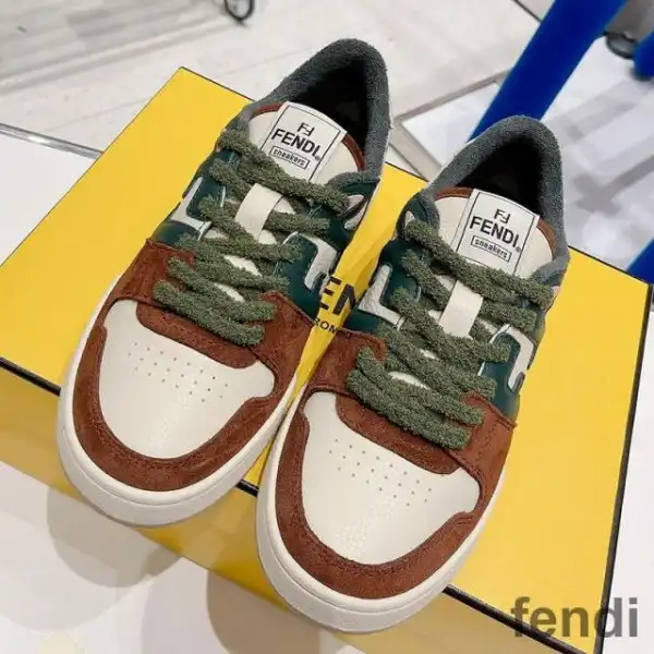 Affordable Fendi Match Compact Sneakers Unisex Suede Green