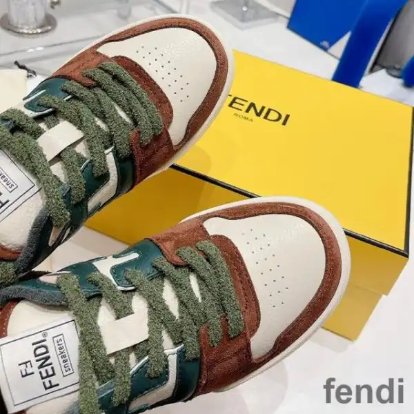 Affordable Fendi Match Compact Sneakers Unisex Suede Green