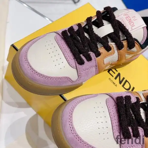 Affordable Fendi Match Compact Sneakers Unisex Suede Pink