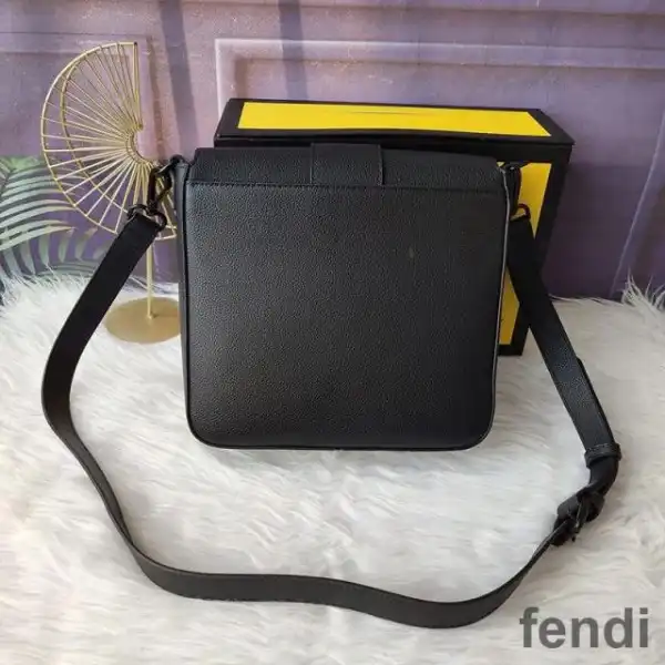 Cheap Fendi Medium Baguette Messenger In Cuoio Romano Leather Black