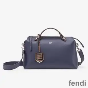 Fendi Medium By The Way Boston Bag In Calfskin Navy Blue