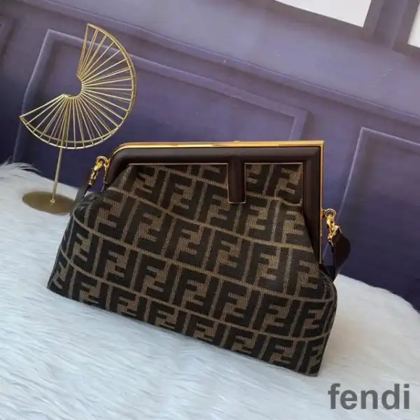 Affordable Fendi Medium First Bag In FF Motif Fabric Brown