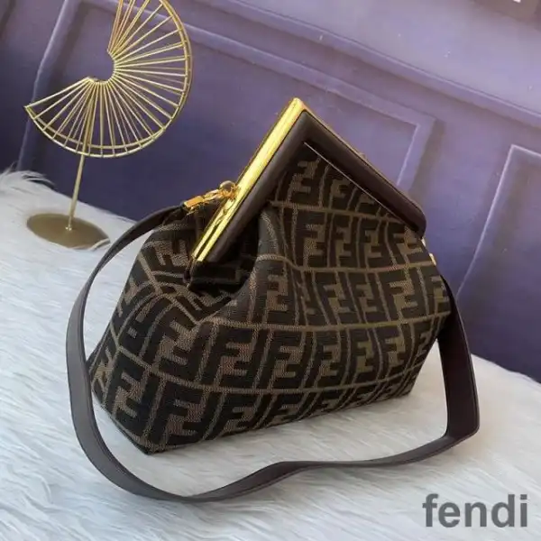 Affordable Fendi Medium First Bag In FF Motif Fabric Brown