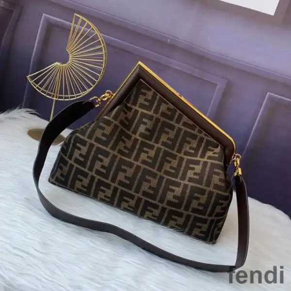 Affordable Fendi Medium First Bag In FF Motif Fabric Brown