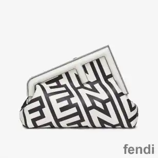 Fendi Medium First Bag In Fendi Roma Capsule Leather Black White