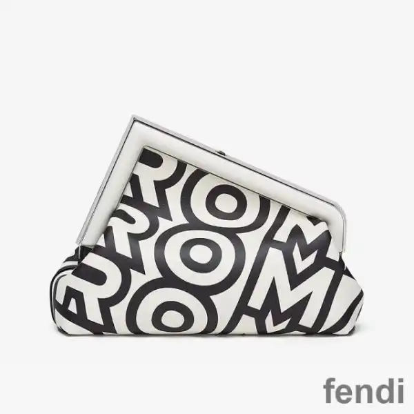 Cheap Fendi Medium First Bag In Fendi Roma Capsule Leather Black White