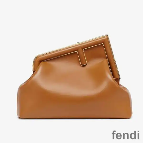 Cheap Fendi Medium First Bag In Nappa Leather Brown