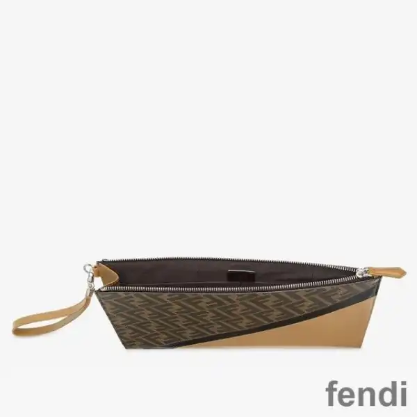 Cheap Fendi Medium Flat Clutch In FF Motif Fabric Brown Black