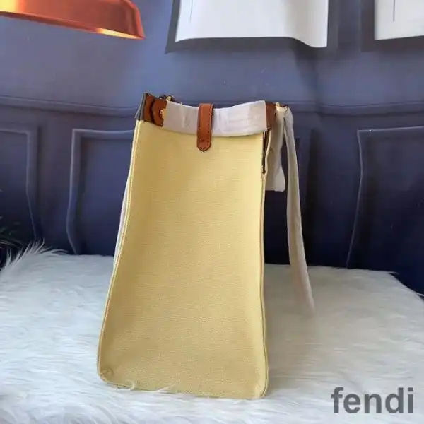 Affordable Fendi Medium Peekaboo X-Tote In ROMA Logo Canvas Apricot