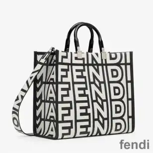Fendi Medium Sunshine Shopper Bag In Fendi Roma Capsule Leather Black White