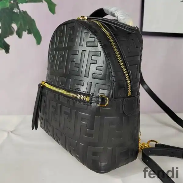 Affordable Fendi Mini Backpack In FF Motif Nappa Leather Black