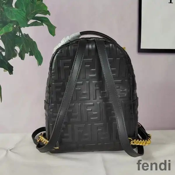 Affordable Fendi Mini Backpack In FF Motif Nappa Leather Black