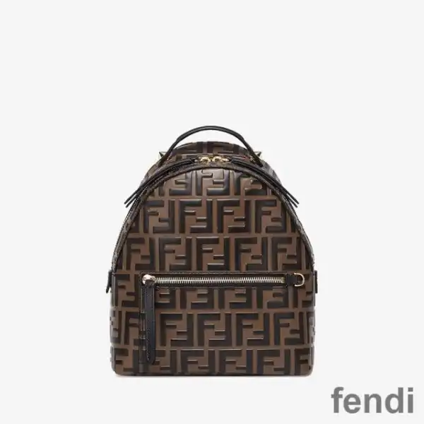 Cheap Fendi Mini Backpack In FF Motif Nappa Leather Brown