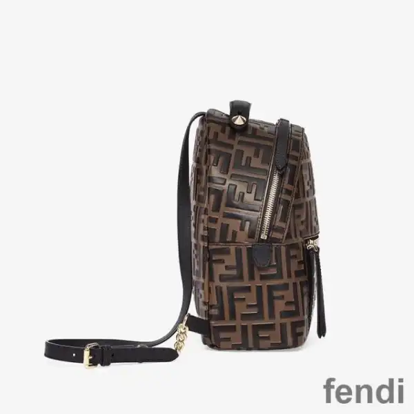 Cheap Fendi Mini Backpack In FF Motif Nappa Leather Brown