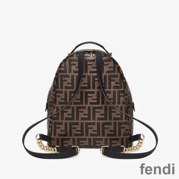 Cheap Fendi Mini Backpack In FF Motif Nappa Leather Brown