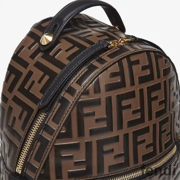 Cheap Fendi Mini Backpack In FF Motif Nappa Leather Brown