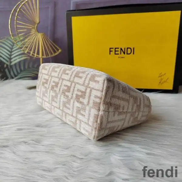 Affordable Fendi Mini By The Way Boston Bag In FF Tapestry Fabric Apricot