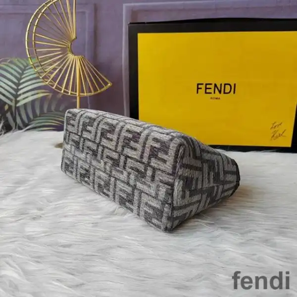 Cheap Fendi Mini By The Way Boston Bag In FF Tapestry Fabric Grey