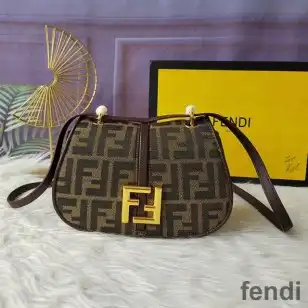 Fendi Mini C'mon Bag In FF Motif Fabric Brown