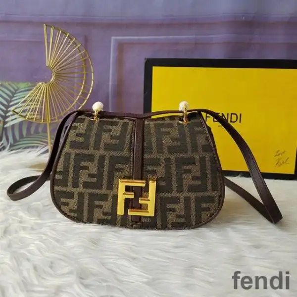 Affordable Fendi Mini C'mon Bag In FF Motif Fabric Brown