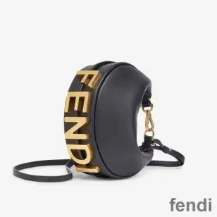 Fendi Mini Fendigraphy Hobo Bag In Calf Leather Black