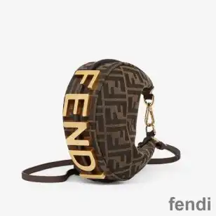 Fendi Mini Fendigraphy Hobo Bag In FF Motif Fabric Brown