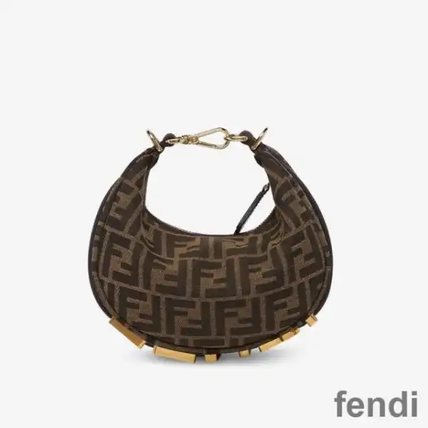 Affordable Fendi Mini Fendigraphy Hobo Bag In FF Motif Fabric Brown