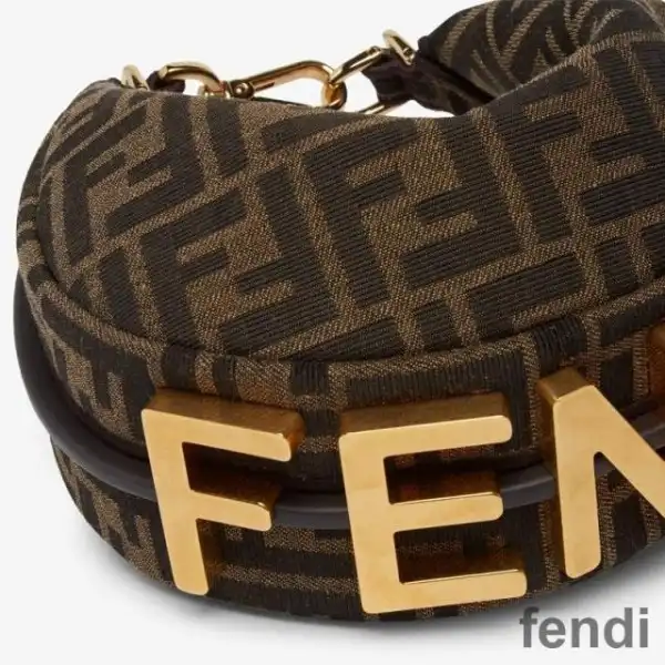 Affordable Fendi Mini Fendigraphy Hobo Bag In FF Motif Fabric Brown