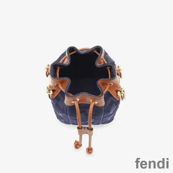 Cheap Fendi Mini Mon Tresor Bucket Bag In FF Motif Canvas Blue