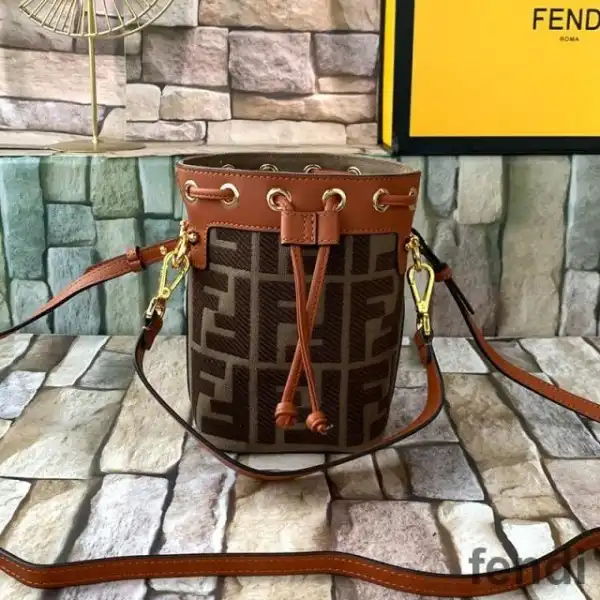 Affordable Fendi Mini Mon Tresor Bucket Bag In FF Motif Canvas Coffee