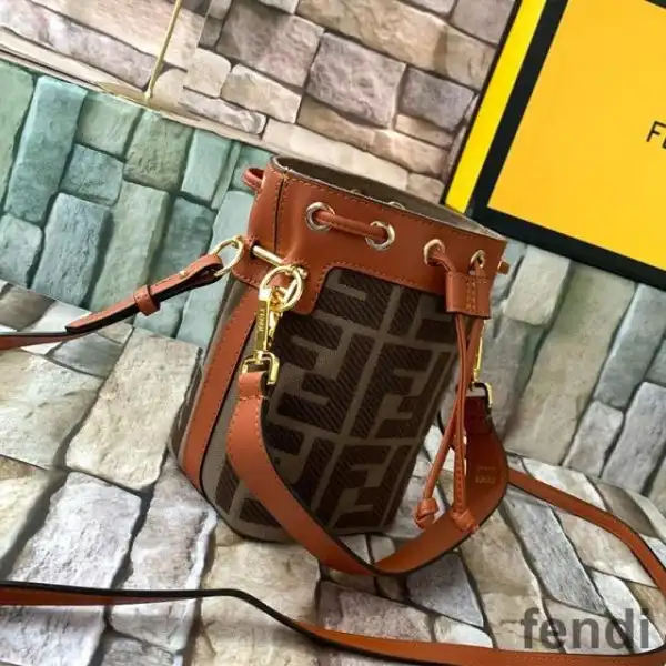 Affordable Fendi Mini Mon Tresor Bucket Bag In FF Motif Canvas Coffee