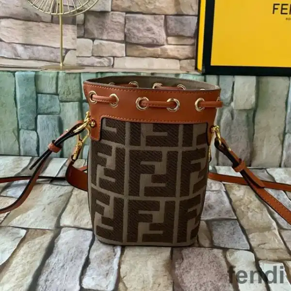 Affordable Fendi Mini Mon Tresor Bucket Bag In FF Motif Canvas Coffee