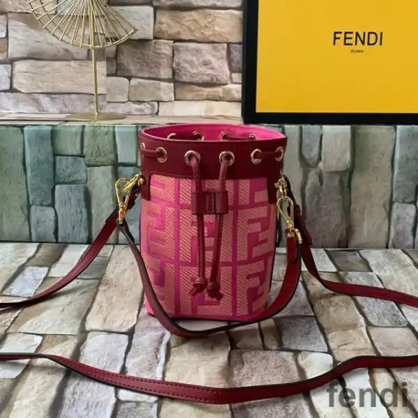 Cheap Fendi Mini Mon Tresor Bucket Bag In FF Motif Canvas Rose