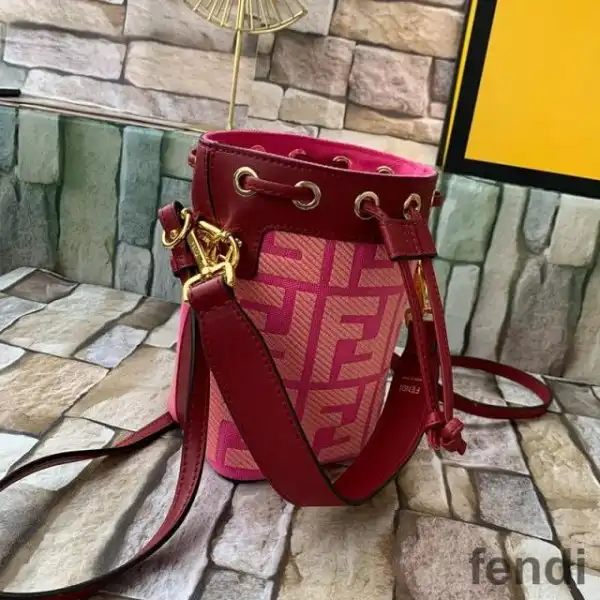 Cheap Fendi Mini Mon Tresor Bucket Bag In FF Motif Canvas Rose