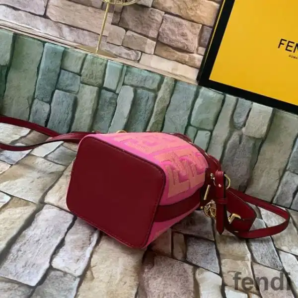 Cheap Fendi Mini Mon Tresor Bucket Bag In FF Motif Canvas Rose