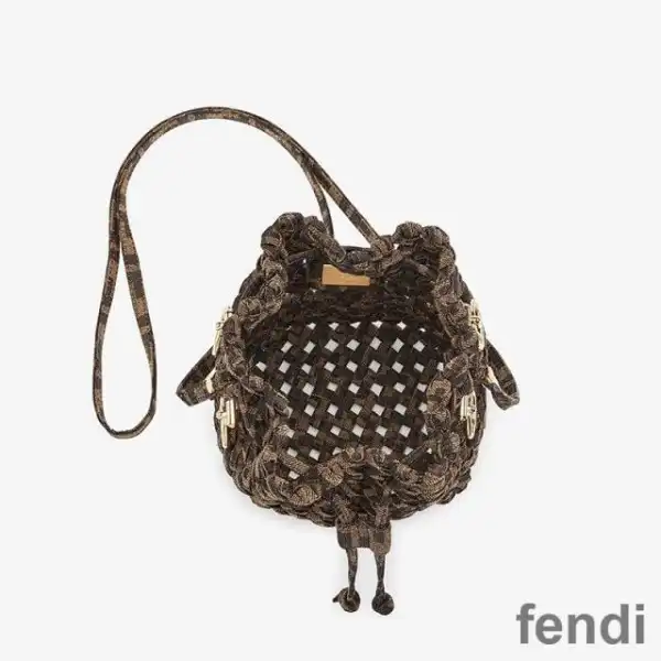 Affordable Fendi Mini Mon Tresor Bucket Bag In Fabric Interlace Coffee