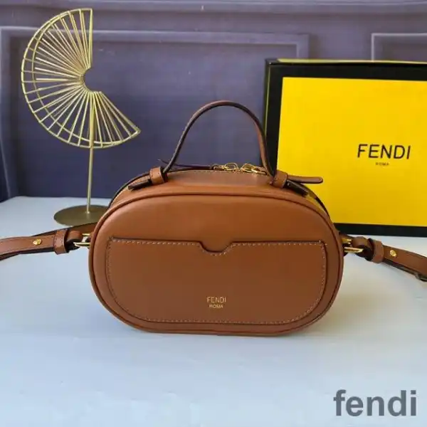 Cheap Fendi Mini O'Lock Camera Case In Calf Leather Brown