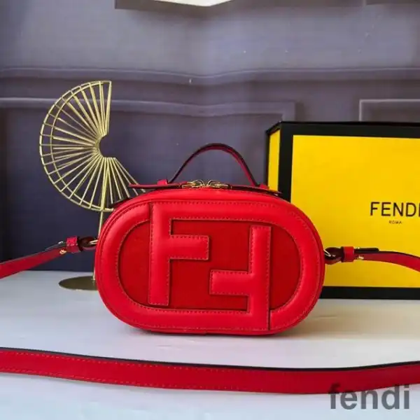 Cheap Fendi Mini O'Lock Camera Case In Calf Leather Red