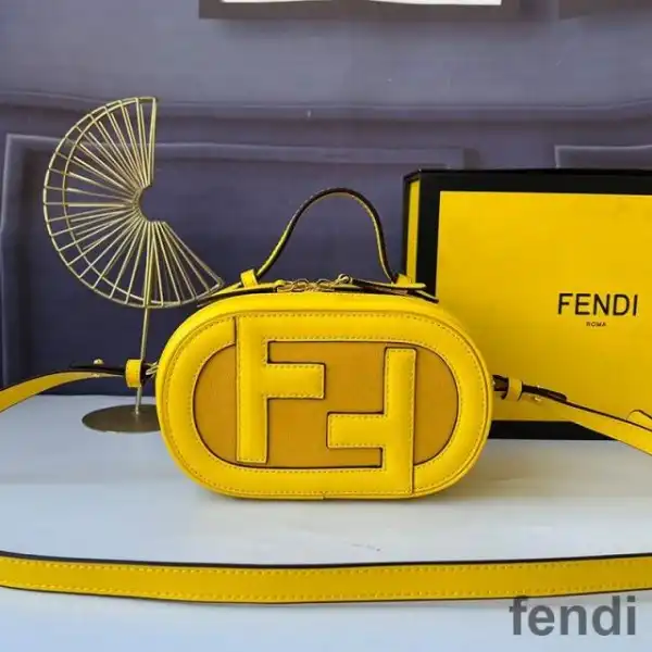 Affordable Fendi Mini O'Lock Camera Case In Calf Leather Yellow